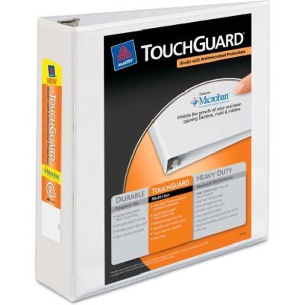 Avery Dennison Avery® Touchguard Antimicrobial View Binder with Slant Rings, 2" Capacity, White 17143*****